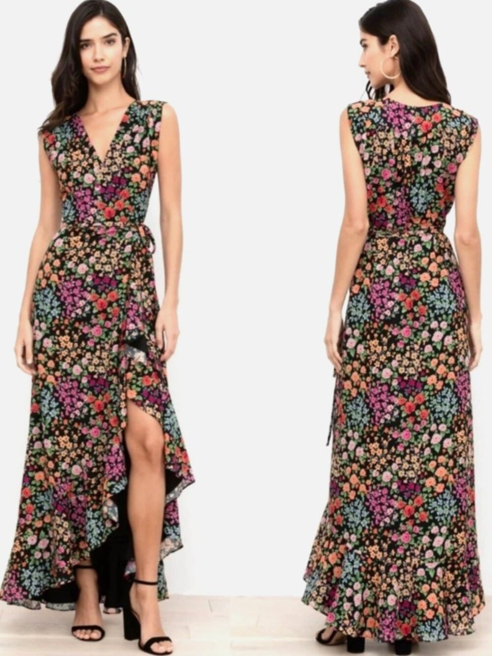 Yumi Kim Kingston Garden Print Floral Venezia Wrap Maxi Dress Sz M